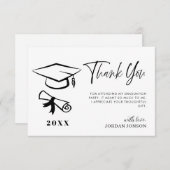 Zwart Wit Minimalistisch Modern Afstuderen Bedankkaart (Voorkant / Achterkant)