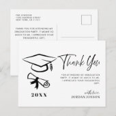 Zwart wit minimalistisch modern Afstuderen dank u Briefkaart (Voorkant / Achterkant)