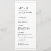 Zwart-wit minimalistisch modern huwelijksmenu menu (Voorkant)