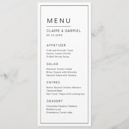 Zwart-wit minimalistisch modern huwelijksmenu menu