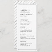 Zwart-wit minimalistisch modern huwelijksmenu menu (Voorkant / Achterkant)