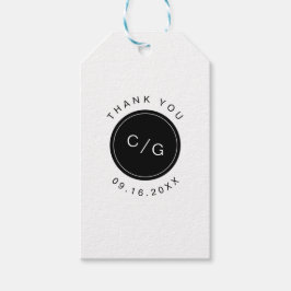 Zwart-wit minimalistisch modern huwelijksmonogram cadeaulabel