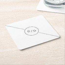 Zwart-wit minimalistisch modern huwelijksmonogram kartonnen onderzetters