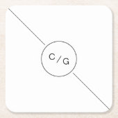 Zwart-wit minimalistisch modern huwelijksmonogram kartonnen onderzetters (Voorkant)