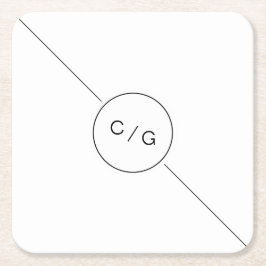 Zwart-wit minimalistisch modern huwelijksmonogram kartonnen onderzetters
