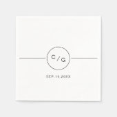 Zwart-wit minimalistisch modern huwelijksmonogram servet (Voorkant)