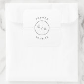 Zwart-wit minimalistisch modern huwelijksmonogram vierkante sticker (Tas)