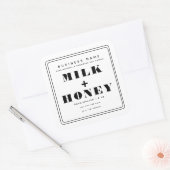 Zwart-wit minimalistisch modern kaarsenlabel vierkante sticker (Envelop)