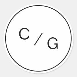 Zwart-wit minimalistisch modern koppel monogram ronde sticker