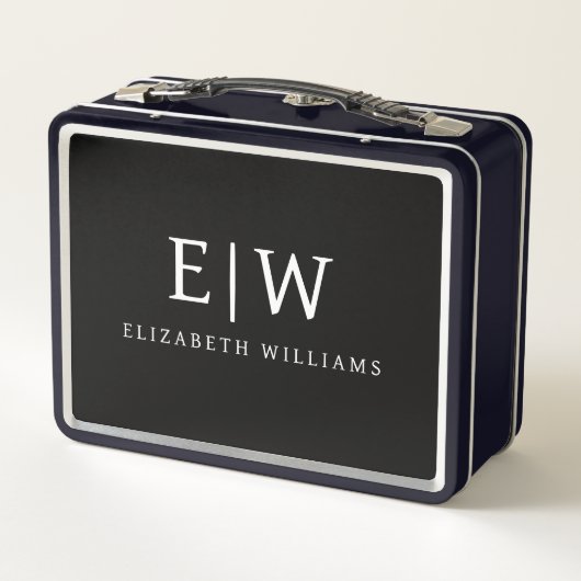 Zwart-wit Minimalistisch Modern Monogram (Achterkant)