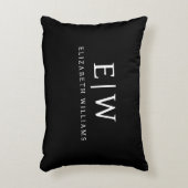 Zwart-wit Minimalistisch Modern Monogram Accent Kussen (Voorkant(Verticaal))