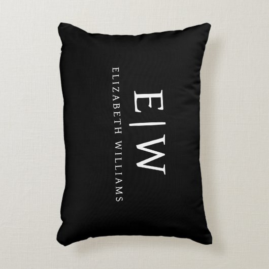 Zwart-wit Minimalistisch Modern Monogram Accent Kussen (Voorkant(Verticaal))