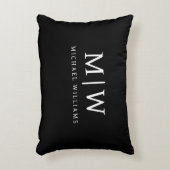 Zwart-wit Minimalistisch Modern Monogram Accent Kussen (Voorkant(Verticaal))