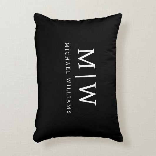 Zwart-wit Minimalistisch Modern Monogram Accent Kussen (Voorkant(Verticaal))