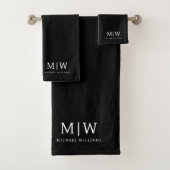 Zwart-wit Minimalistisch Modern Monogram Bad Handdoek (Insitu)