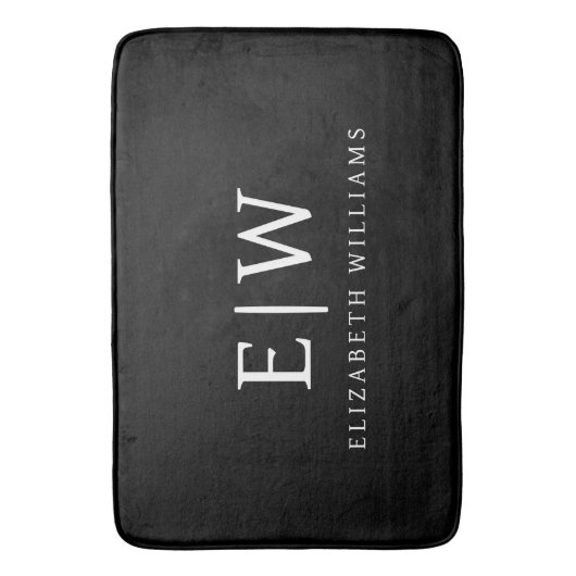 Zwart-wit Minimalistisch Modern Monogram Badmat (Voorkant Verticaal)