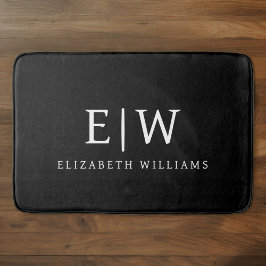 Zwart-wit Minimalistisch Modern Monogram Badmat