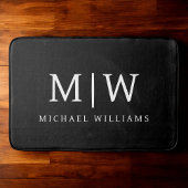 Zwart-wit Minimalistisch Modern Monogram Badmat
