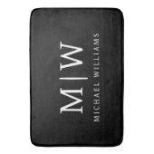 Zwart-wit Minimalistisch Modern Monogram Badmat (Voorkant Verticaal)