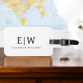 Zwart-wit Minimalistisch Modern Monogram Bagagelabel