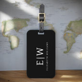 Zwart-wit Minimalistisch Modern Monogram Bagagelabel