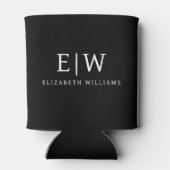 Zwart-wit Minimalistisch Modern Monogram Blikjeskoeler (Achterkant)