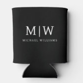 Zwart-wit Minimalistisch Modern Monogram Blikjeskoeler (Achterkant)