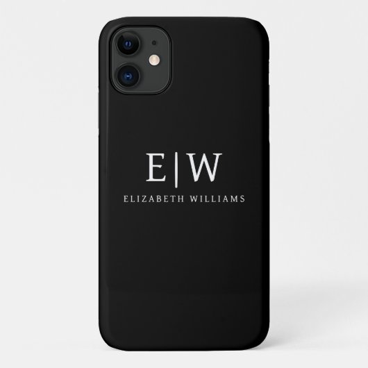 Zwart-wit Minimalistisch Modern Monogram Case-Mate iPhone Case (Achterkant)