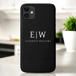 Zwart-wit Minimalistisch Modern Monogram Case-Mate iPhone Case