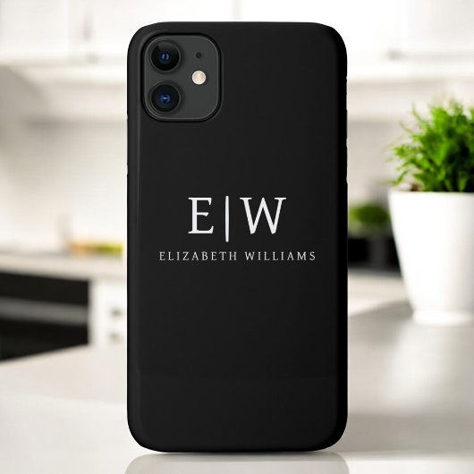 Zwart-wit Minimalistisch Modern Monogram Case-Mate iPhone Case