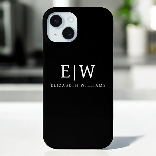 Zwart-wit Minimalistisch Modern Monogram Case-Mate iPhone Case