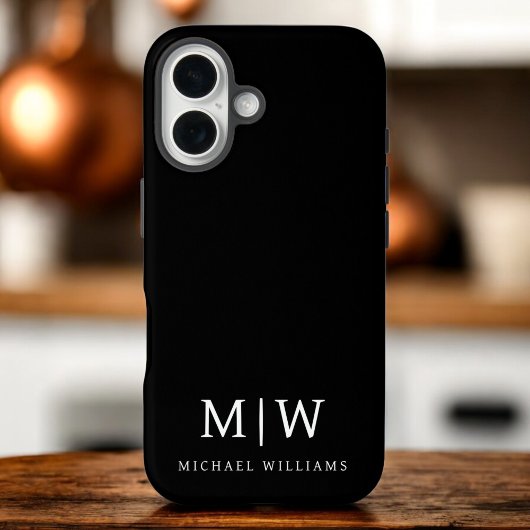 Zwart-wit Minimalistisch Modern Monogram Case-Mate iPhone Case