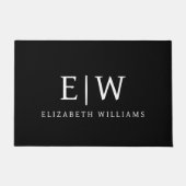 Zwart-wit Minimalistisch Modern Monogram Deurmat (Voorkant)
