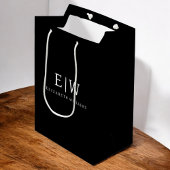 Zwart Wit Minimalistisch Modern Monogram Elegant Medium Cadeauzakje