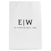 Zwart Wit Minimalistisch Modern Monogram Elegant Medium Cadeauzakje (Voorkant)