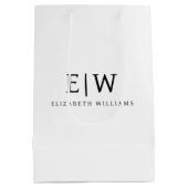 Zwart Wit Minimalistisch Modern Monogram Elegant Medium Cadeauzakje (Achterkant)