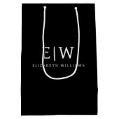 Zwart Wit Minimalistisch Modern Monogram Elegant Medium Cadeauzakje (Achterkant)
