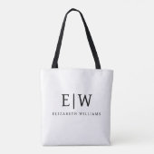 Zwart Wit Minimalistisch Modern Monogram Elegant Tote Bag (Achterkant)