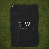 Zwart-wit Minimalistisch Modern Monogram Golfhanddoek