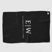 Zwart-wit Minimalistisch Modern Monogram Golfhanddoek (Horizontaal)