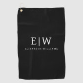 Zwart-wit Minimalistisch Modern Monogram Golfhanddoek (Voorkant)