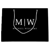 Zwart-wit Minimalistisch Modern Monogram Groot Cadeauzakje (Voorkant)