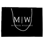 Zwart-wit Minimalistisch Modern Monogram Groot Cadeauzakje (Achterkant)