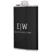 Zwart-wit Minimalistisch Modern Monogram Heupfles (Links)