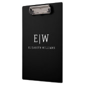 Zwart-wit Minimalistisch Modern Monogram Klembord (Links)