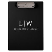 Zwart-wit Minimalistisch Modern Monogram Klembord (Voorkant)