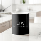 Zwart-wit Minimalistisch Modern Monogram Koffiemok
