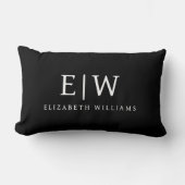 Zwart-wit Minimalistisch Modern Monogram Kussen (Voorkant)