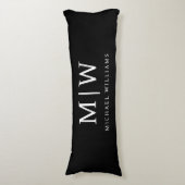 Zwart-wit Minimalistisch Modern Monogram Lichaamskussen (Voorkant Verticaal)