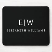 Zwart-wit Minimalistisch Modern Monogram Muismat (Voorkant)